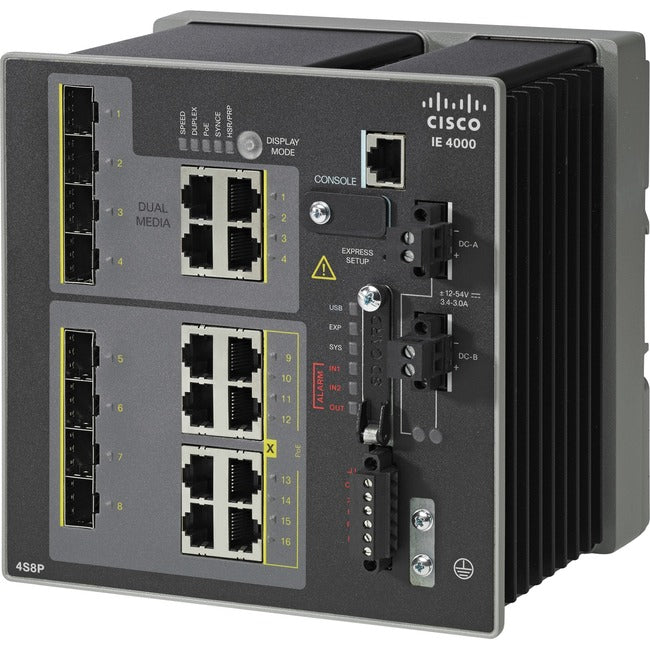Industrial Ethernet Switch Cisco IE-4000 - 16 Port PoE+ Layer 3 Managed | CISCO IE-4000-4S8P4GE-RF