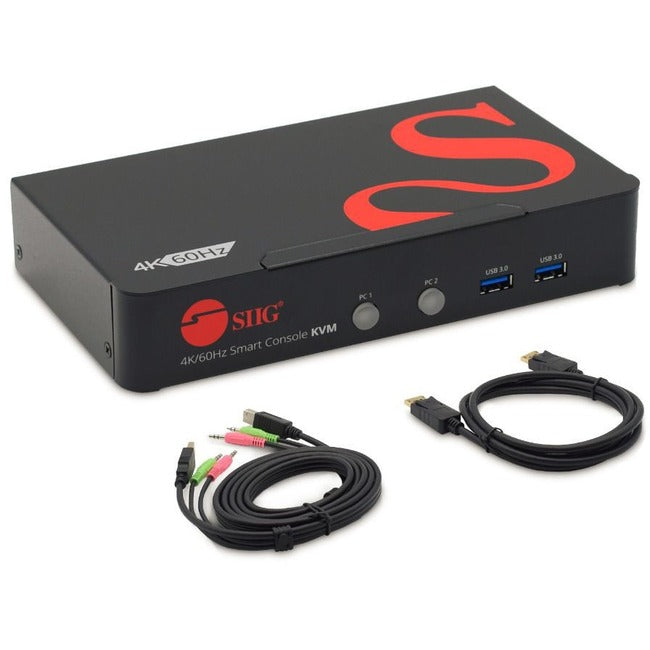 KVM Switch 2-Port DisplayPort 4K - Smart Console Switch USB 3.0 Multi-Media TAA Compliant | TecISoft CE-DP0F11-S1