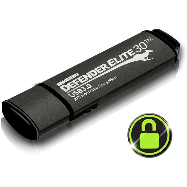 Kanguru Defender Elite30, Hardware Encrypted, Secure, SuperSpeed USB 3.0 Flash Drive, 256G KDFE30-256G