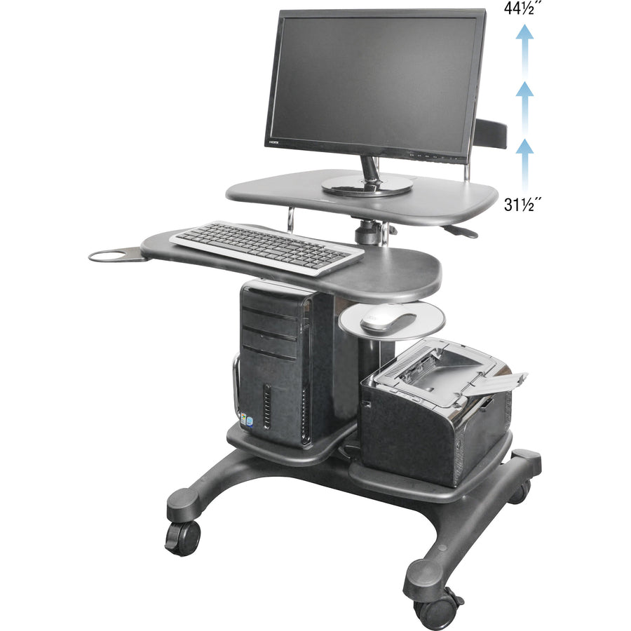Kantek Mobile Height Adjustable Computer Workstations - With LCD Monitor Mount Pole STS240