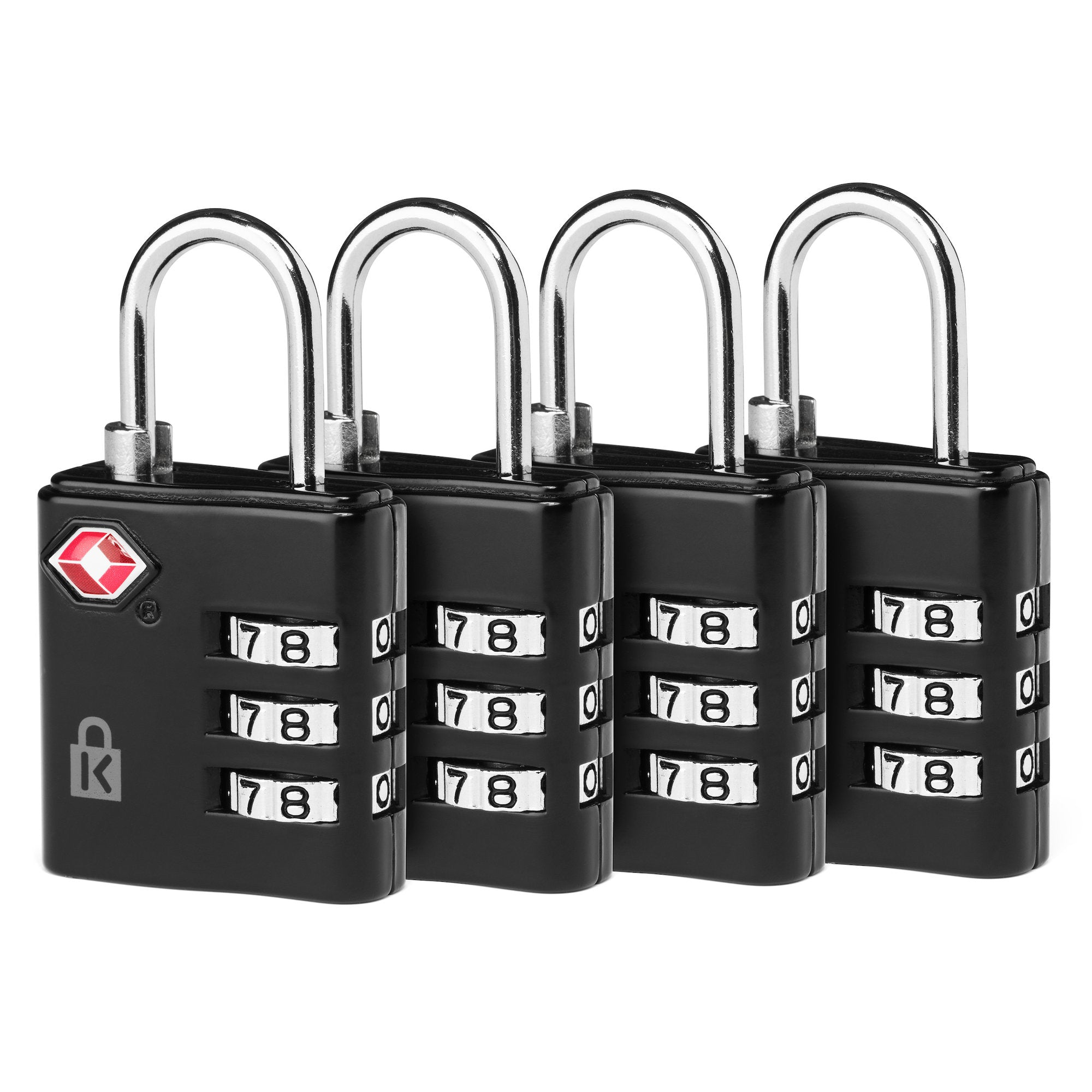 Kensington Tsa Accepted 3-Dial Combination Lock — 4-Pack