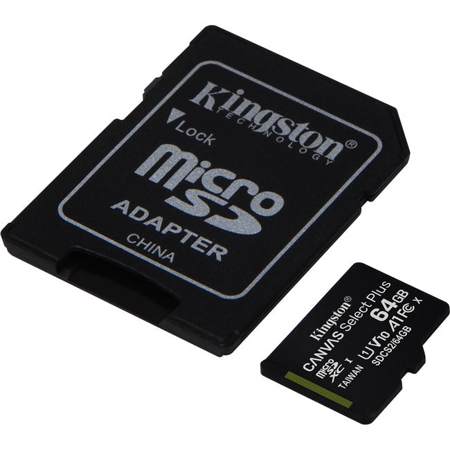 Kingston Canvas Select Plus SDCS2 64 GB Class 10/UHS-I (U1) microSDXC - 1 Pack SDCS2/64GB