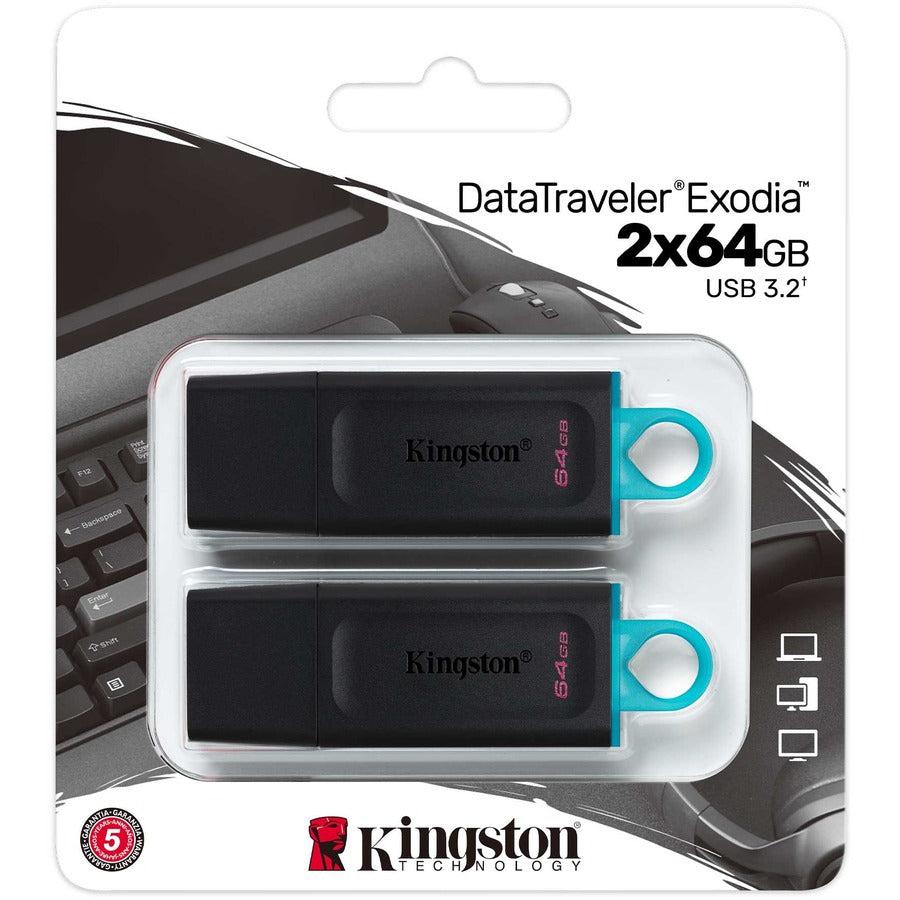 Kingston DataTraveler Exodia 64GB USB 3.2 (Gen 1) Flash Drive DTX/64GB-2P
