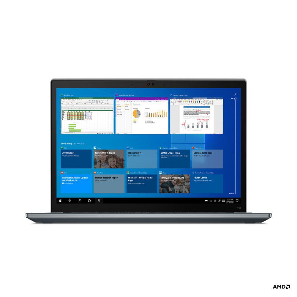 Lenovo Thinkpad X13 Notebook 33.8 Cm (13.3") Wuxga Amd Ryzen™ 5 Pro 8 Gb Lpddr4X-Sdram 256 Gb Ssd Wi-Fi 6 (802.11Ax) Windows 10 Pro Grey