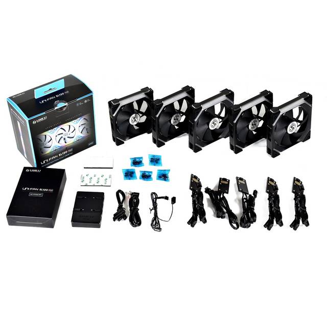 Lian Li Uni Fan Sl120 5 Pack Black W/ Controller (Argb 120Mm Led Pwm Daisy-Chain)