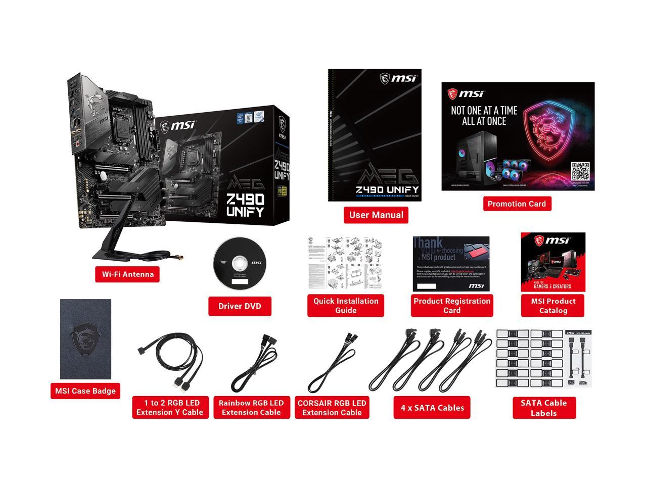 Msi Meg Z490 Unify Lga 1200 Intel Z490 Sata 6Gb/S Atx Intel Motherboard