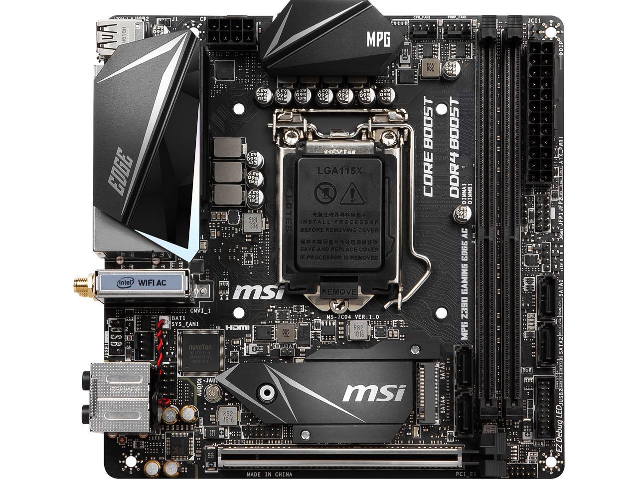 Msi Mpg Z390I Gaming Edge Ac Lga 1151 (300 Series) Intel Z390 Hdmi Sata 6Gb/S Usb 3.1 Mini Itx Intel Motherboard