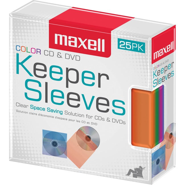 Maxell Cd/Dvd Keeper Sleeves - Color (25 Pack)