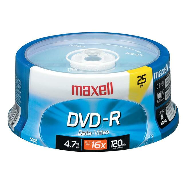 Maxell Dvd Recordable Media - Dvd-R - 16X - 4.70 Gb - 25 Pack Spindle