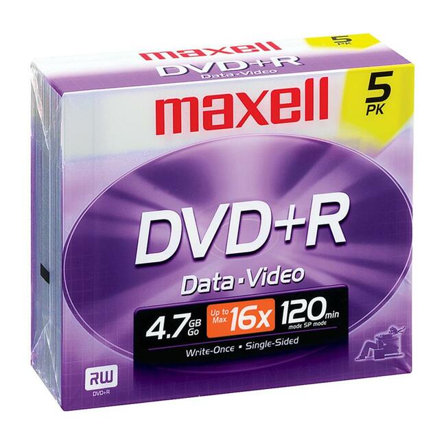 Maxell Dvd Recordable Media - Dvd+R - 16X - 4.70 Gb - 5 Pack Jewel Case