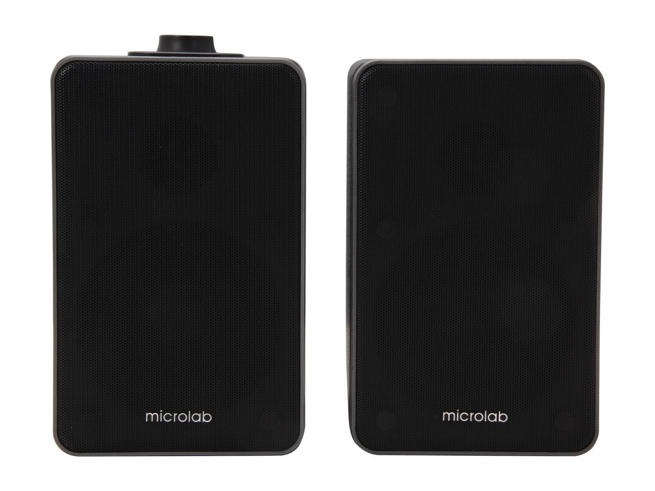 Microlab H21 Wireless Bluetooth Bookshelf Speaker System W/ Versatile Connectivity & Real Wooden & Leather Finishing Cabinets (Black)