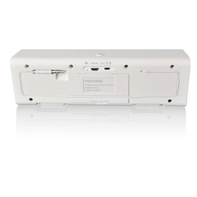 Microlab Md212 Wireless Bluetooth Portable Stereo Speaker W/ Microphone & Rechargeable Battery & Retractable Tray (White)