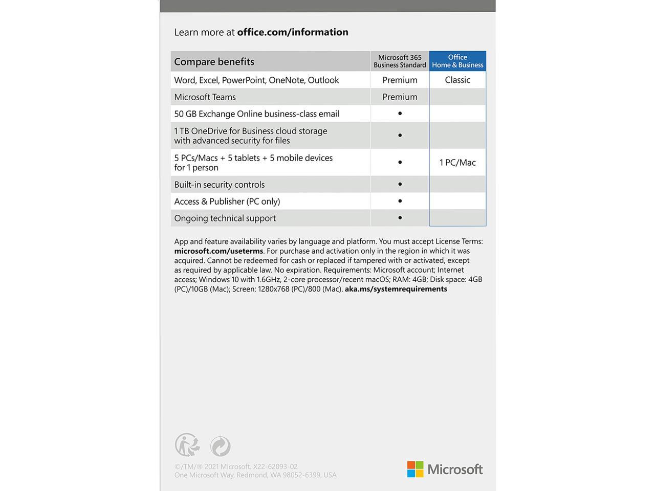 Microsoft Office Home & Business 2021 | One Time Purchase, 1 Device | Windows 10 Pc/Mac Keycard