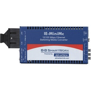 Mini Hardened Media Converter 100Mbps Single Mode 1310nm ST Connectors - Advantech IMC-350I-SEST-PS-A | TecISoft