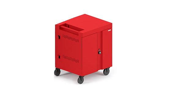 Mobile Laptop Computer Stand - Cube Cart® TVC32PAC Adjustable Height Cart | Tecisoft TVC32PAC-RED
