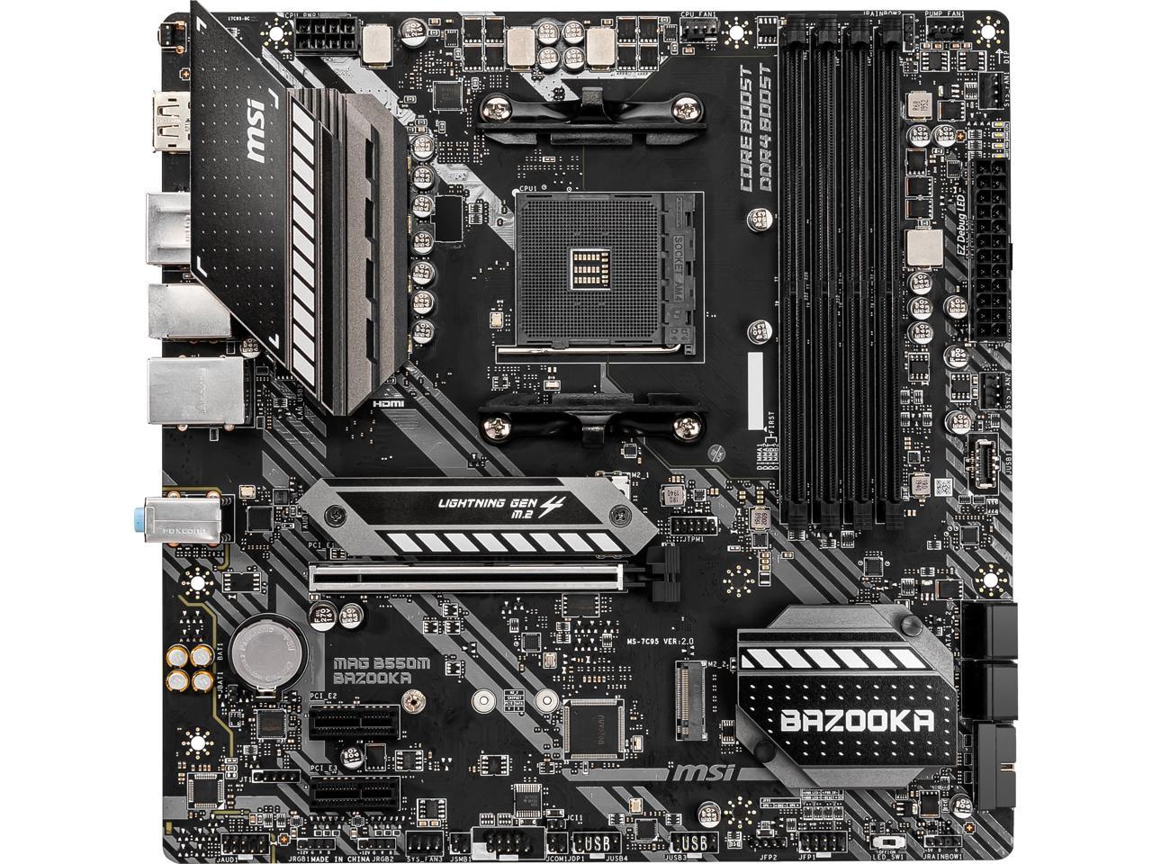 Msi Mag B550M Bazooka Am4 Amd B550 Sata 6Gb/S Micro Atx Amd Motherboard