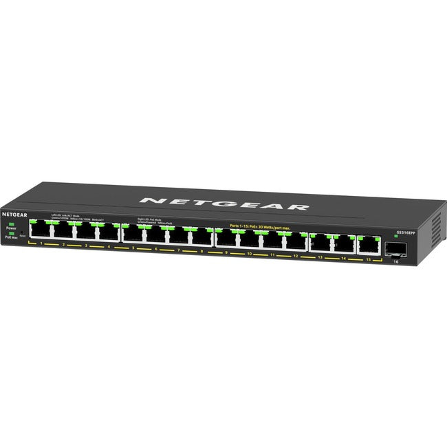 NETGEAR 16-Port High-Power PoE+ Gigabit Ethernet Switch | Easy Smart Essentials GS316EPP-100NAS