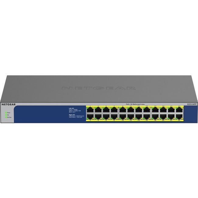 NETGEAR GS524PP 24-Port Gigabit Ethernet, High-Power PoE+ Unmanaged Switch GS524PP-100NAS