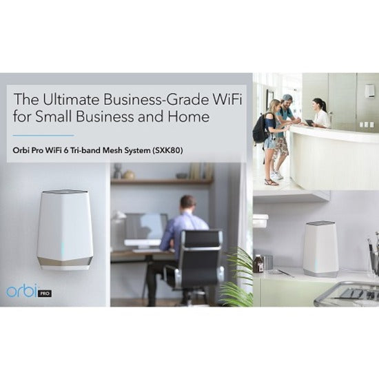 Netgear Orbi Pro Wi-Fi 6 IEEE 802.11ax Ethernet Wireless Router SXK80-100NAS