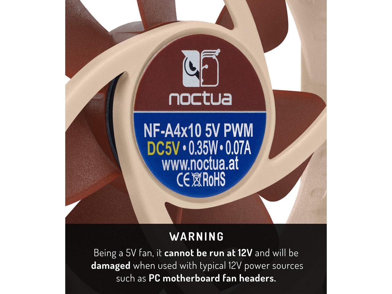 Noctua Nf-A4X10 5V Pwm, Premium Quiet Fan With Usb Power Adaptor Cable, 4-Pin, 5V Version (40X10Mm, Brown)