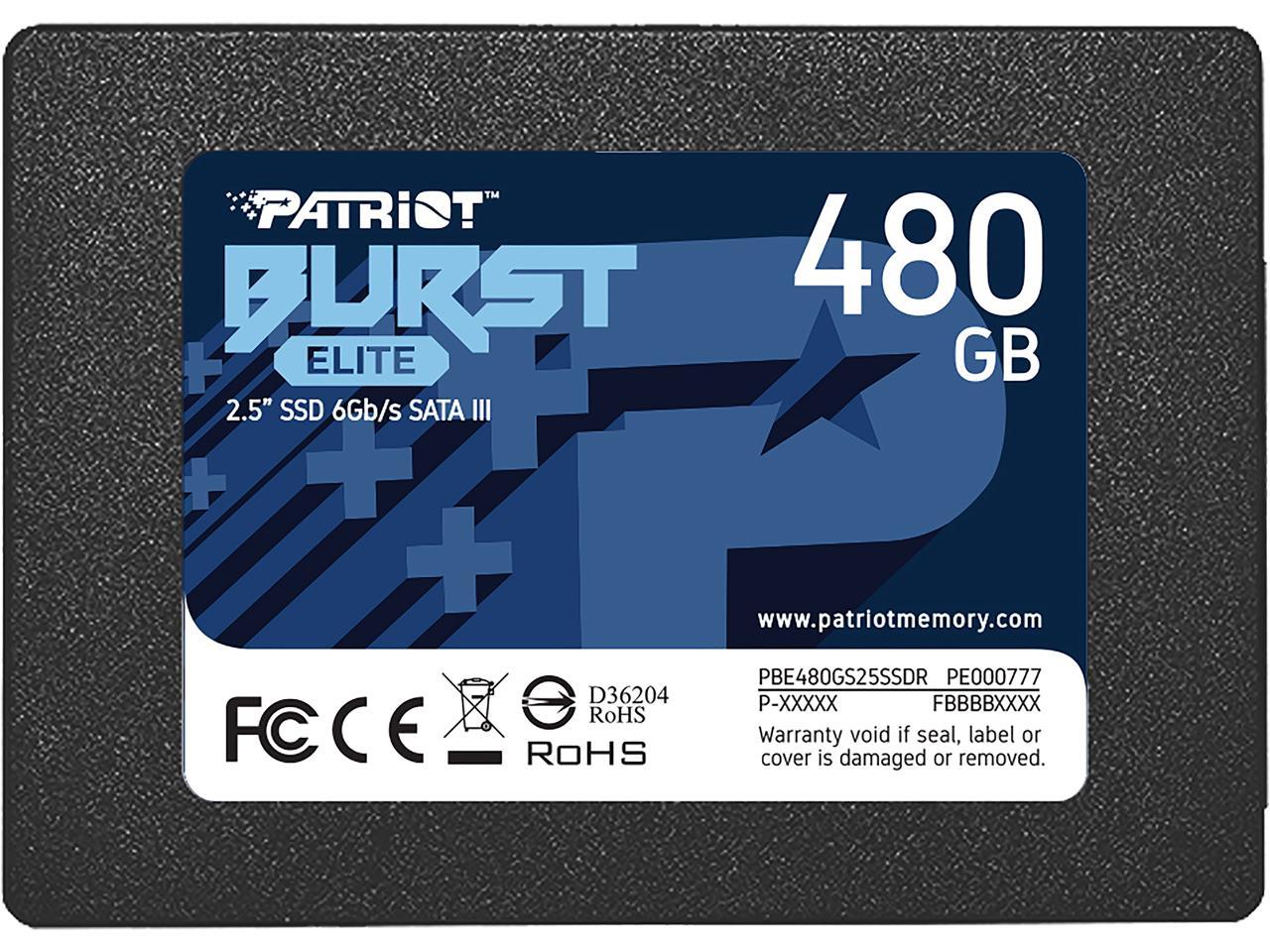 Patriot Burst Elite 2.5" 480Gb Sata Iii Internal Solid State Drive (Ssd) Pbe480Gs25Ssdr