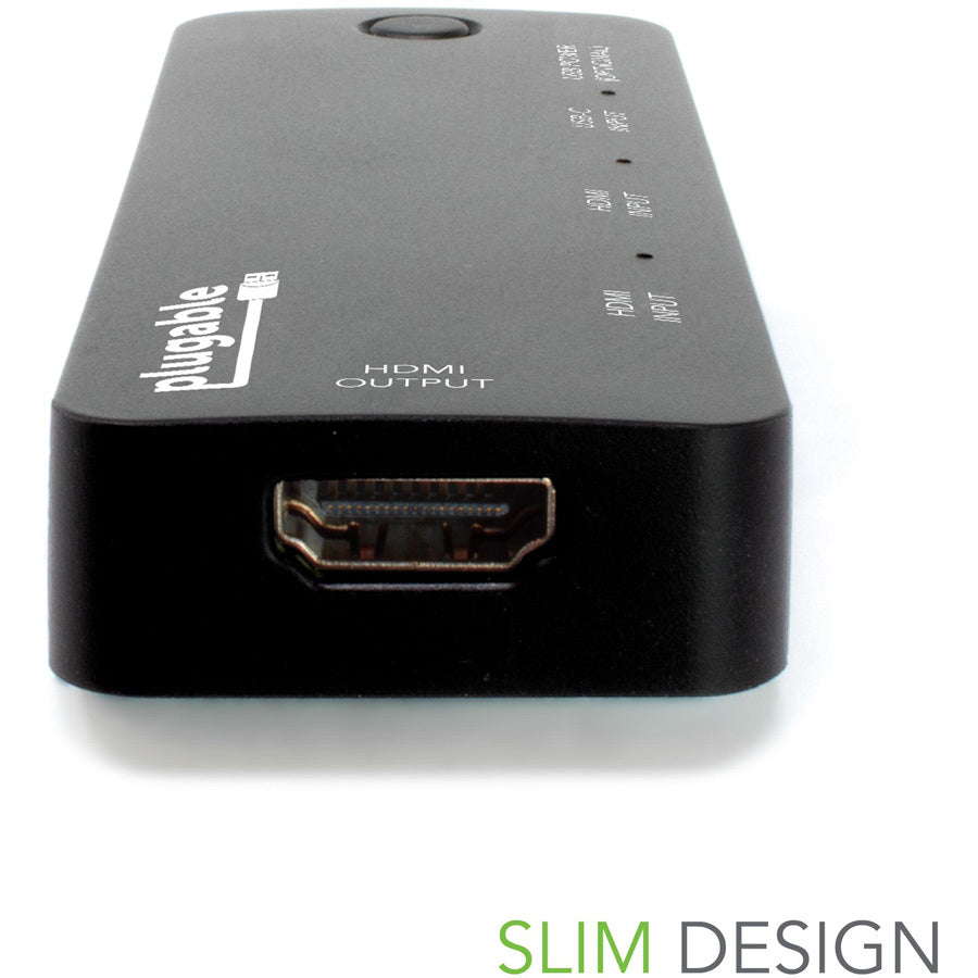 Plugable HDMI 2.0 and USB-C 3 Port Switch with 2 HDMI and 1 USB-C Inputs and Single HDMI 2.0 Output (Supports 2x HDMI 2.0 4K@60Hz Sources and 1x USB C or Thunderbolt 3 Source) HDMI-SC3