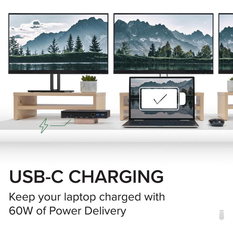Plugable USB C Triple Display Docking Station with Laptop Charging, Thunderbolt 3 or USB C Dock Compatible with Specific Windows and Mac Systems UD-3900PDZ
