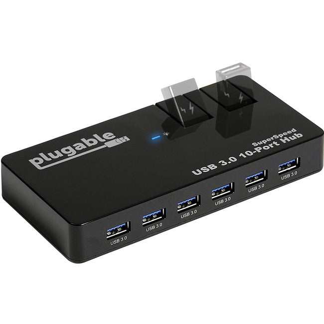 Plugable Usb Hub, 10 Port - Usb 3.0 5Gbps With 48W Power Adapter And Two Flip-Up Ports