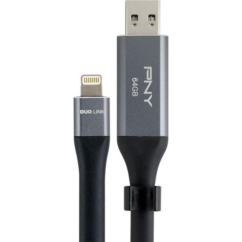 Pny Duo-Link 3.0 Usb Flash Drive 64 Gb Usb Type-A / Lightning 3.2 Gen 1 (3.1 Gen 1) Grey