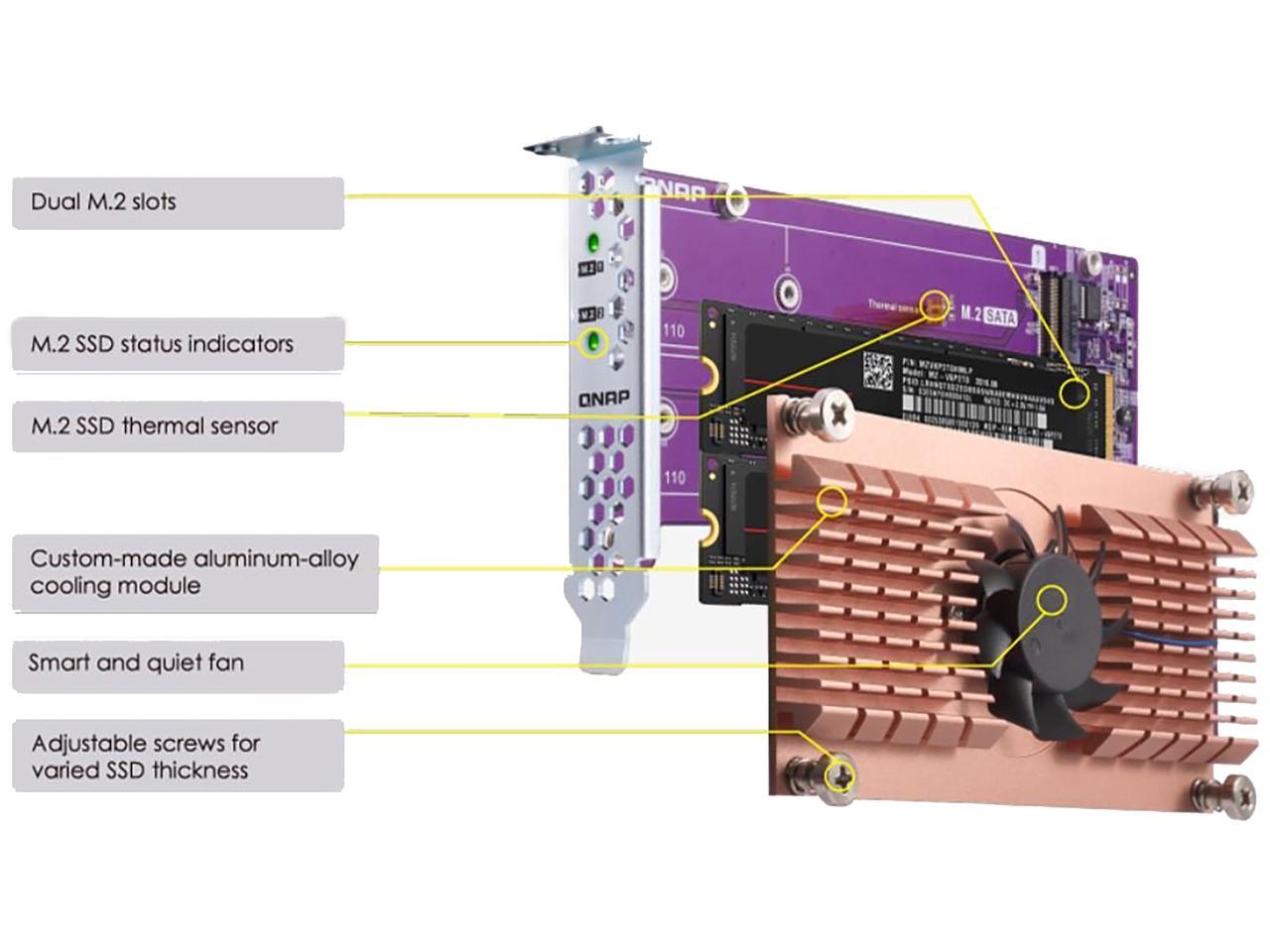 Qnap Qm2-2P-384 Dual M.2 Pcie Ssd Expansion Card