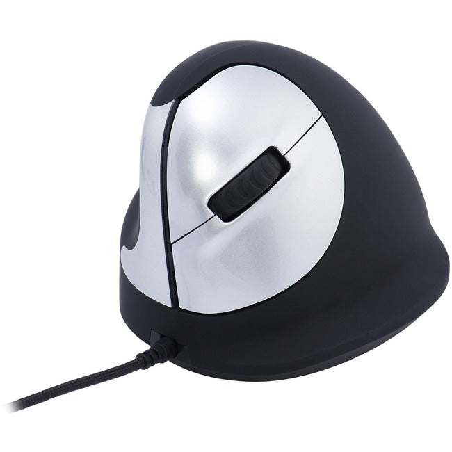 R-Go HE Break ergonomic mouse, vertical mouse with break software, prevents RSI, medium(hand length 165-185mm), left handed, wired, black RGOBRHESML