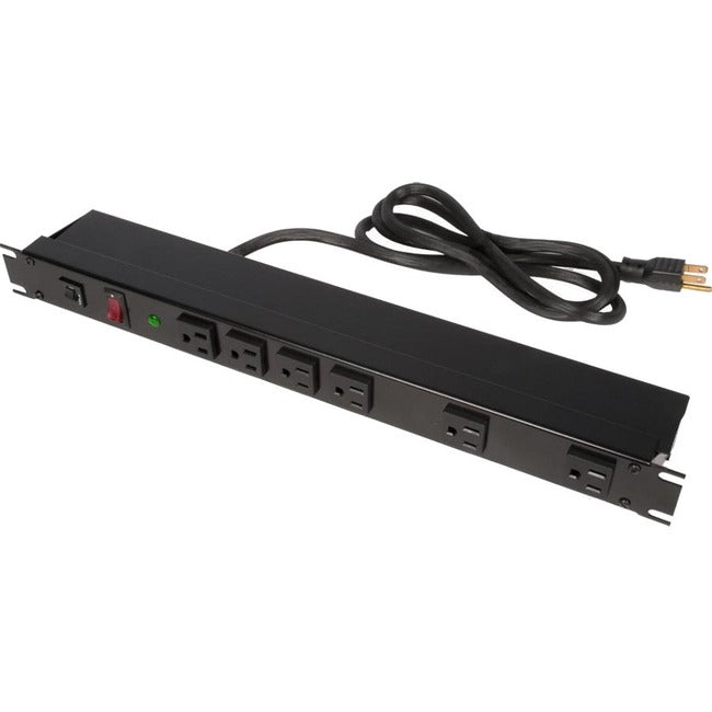 Rack Solutions 15A Horizontal Rackmount Power Strip with Surge Protection and 6 Front Outlets (15ft Cord) PS19-F6-15-S-F