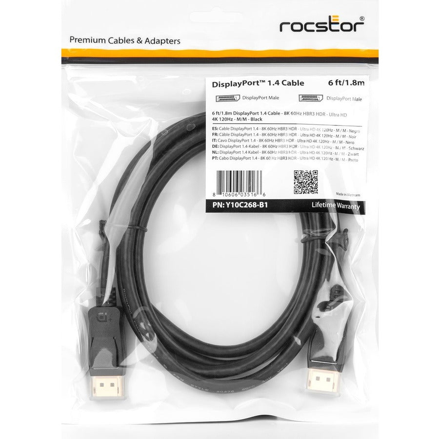 Rocstor DisplayPort 1.4 Cable Y10C268-B1