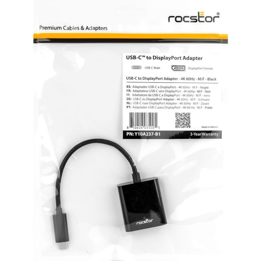 Rocstor USB-C to DisplayPort Adapter - 4K 60Hz Y10A237-B1