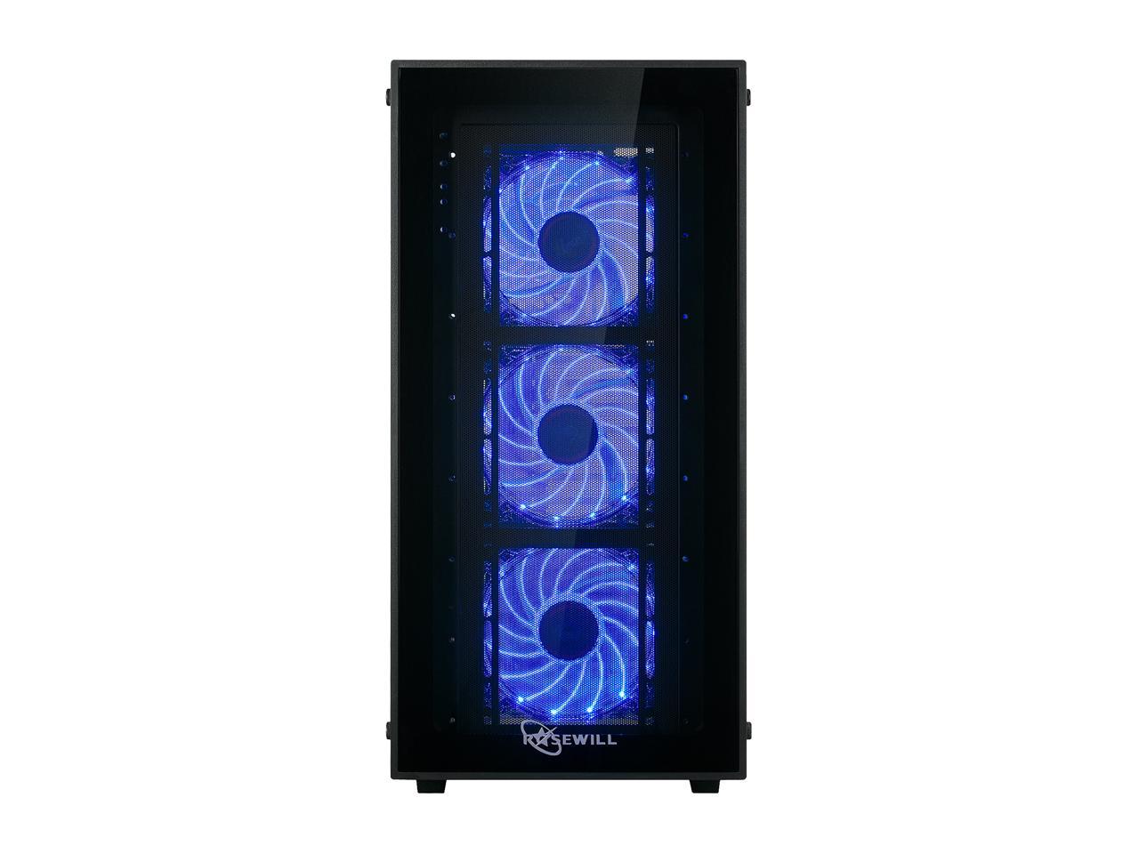 Rosewill Atx Mid Tower Gaming Pc Computer Case With Blue Led Fans - Cullinan Mx-Blue