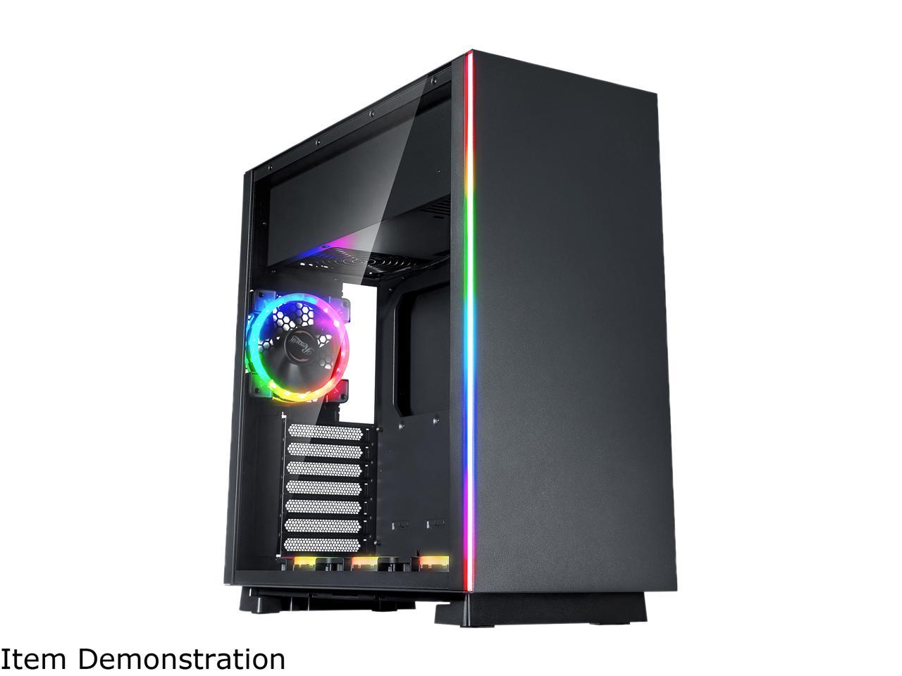 Rosewill Atx Mid Tower Gaming Pc Computer Case With Rgb Software Sync Dual Ring Rgb Led Fans