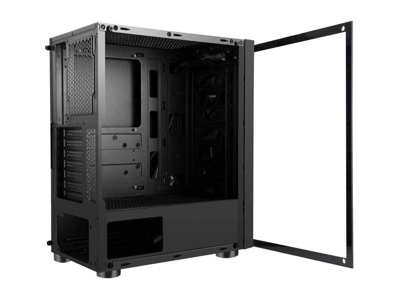 Sama Sama-3D Black Steel / Tempered Glass Atx Mid Tower Computer Case