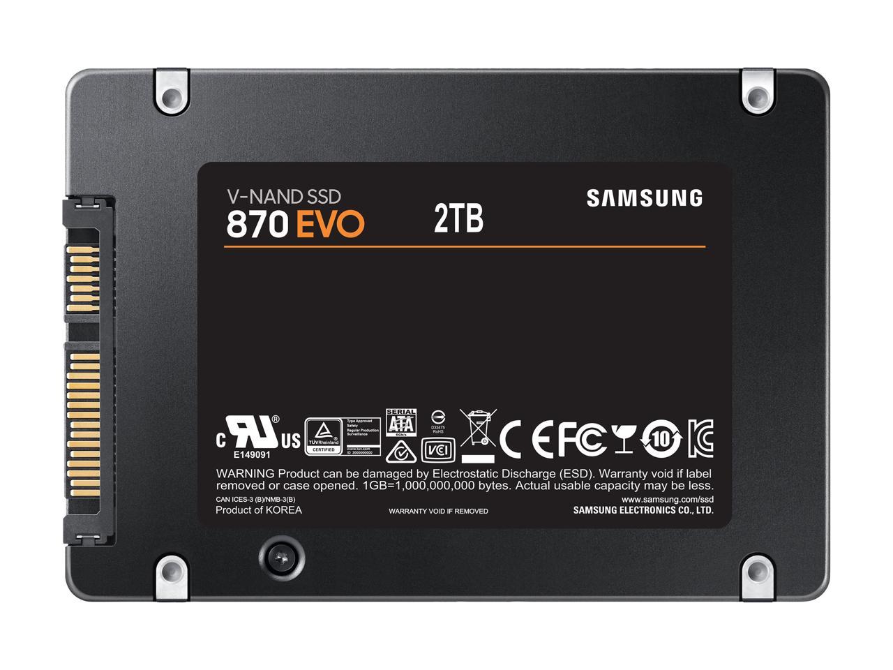Samsung 870 Evo Series 2.5" 2Tb Sata Iii V-Nand Internal Solid State Drive (Ssd) Mz-77E2T0B/Am