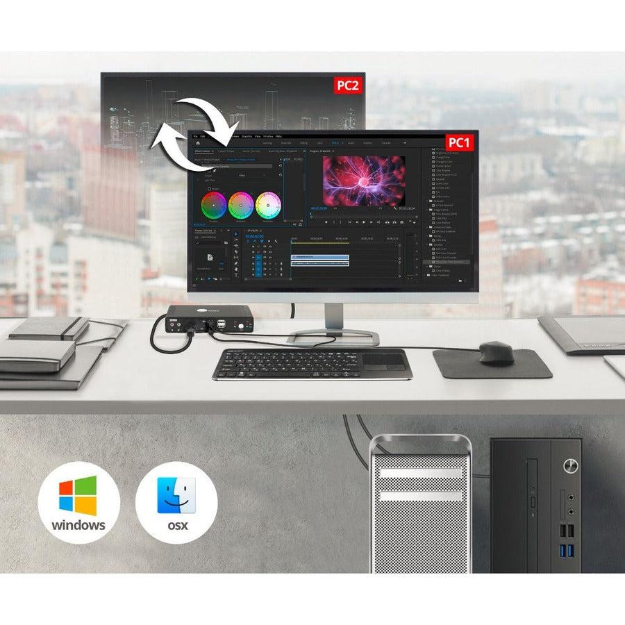 SIIG 2 Port 4K60Hz HDMI 18Gbps Video Console KVM Switch with USB 2.0 CE-KV0811-S1