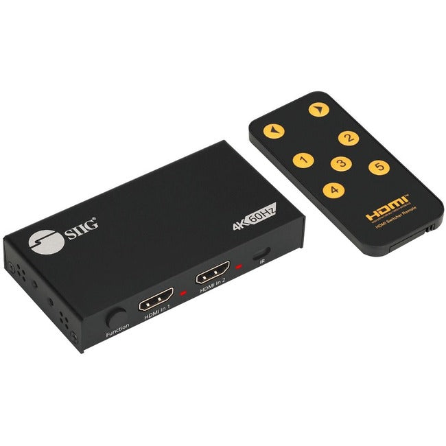 SIIG 2 Port HDMI 2.0 4K HDR Splitter / Switcher with IR Remote CE-H26D11-S1