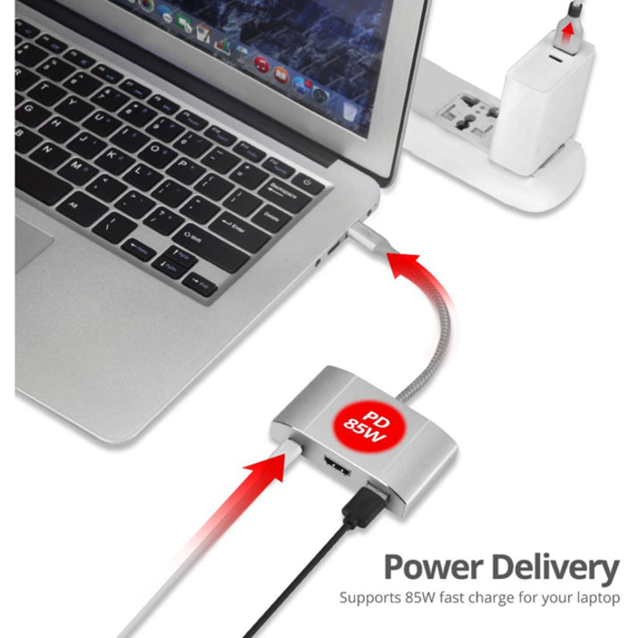 SIIG USB 3.1 Type-C Hub with HDMI & PD Charging Adapter - 4K Ready JU-H30612-S2
