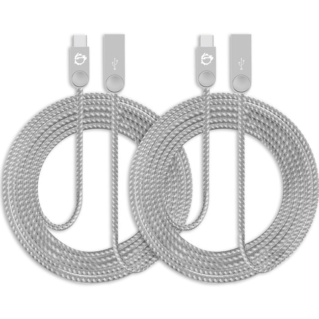 SIIG Zinc Alloy USB-C to USB-A Charging & Sync Braided Cable - 6.6ft, 2-Pack CB-US0N11-S1