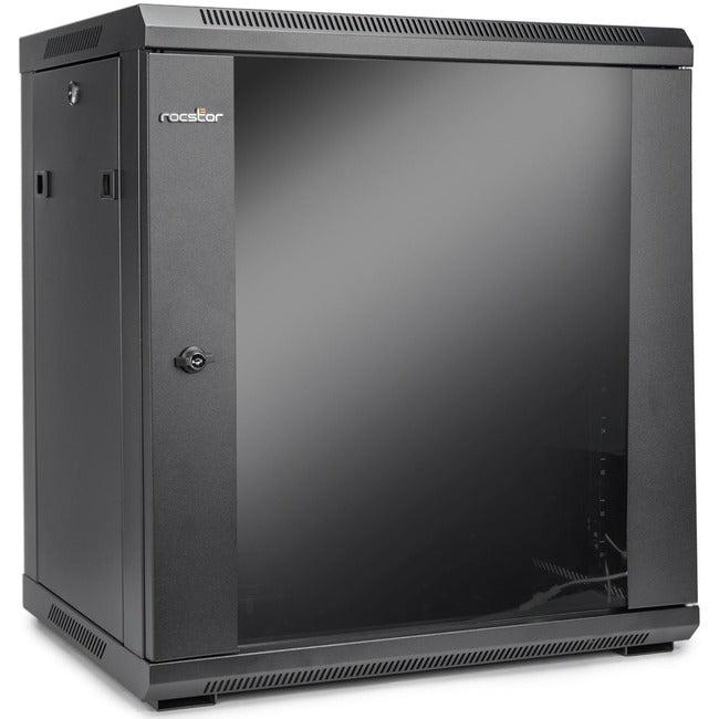 Solidrack 12U Rack Enclosure,Tempered Glass Window - Black