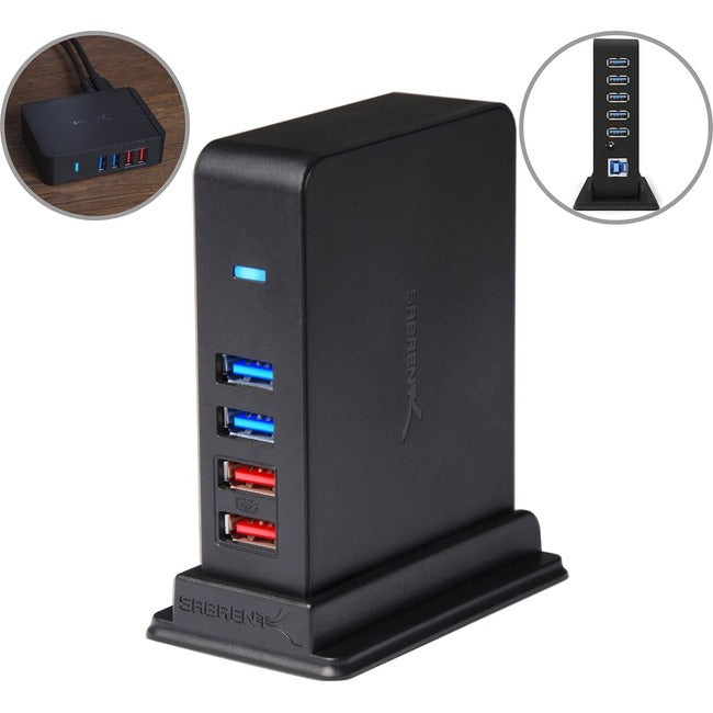 Sabrent 7 Port Usb 3.0 Hub + 2 Charging Ports With 12V/4A Power Adapter