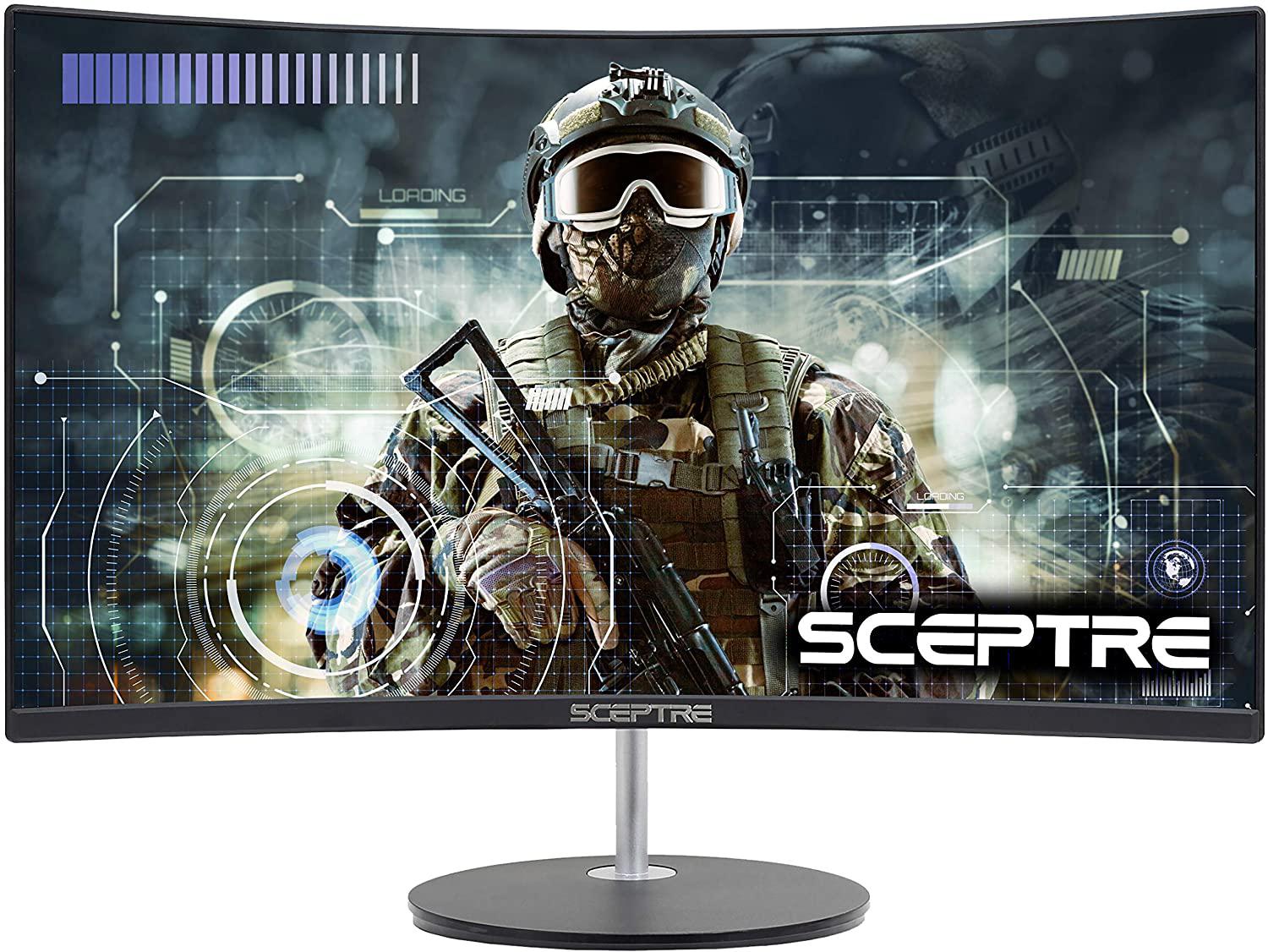 Sceptre Curved 27" 75Hz Led Monitor Hdmi Vga Build-In Speakers, Edge-Less Metal- Black (C275W-1920Rn)
