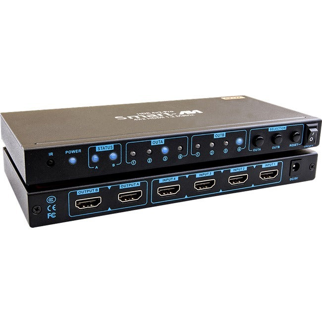 Smartavi 4K/2K Hdmi 4X2 Router With Ir Remote