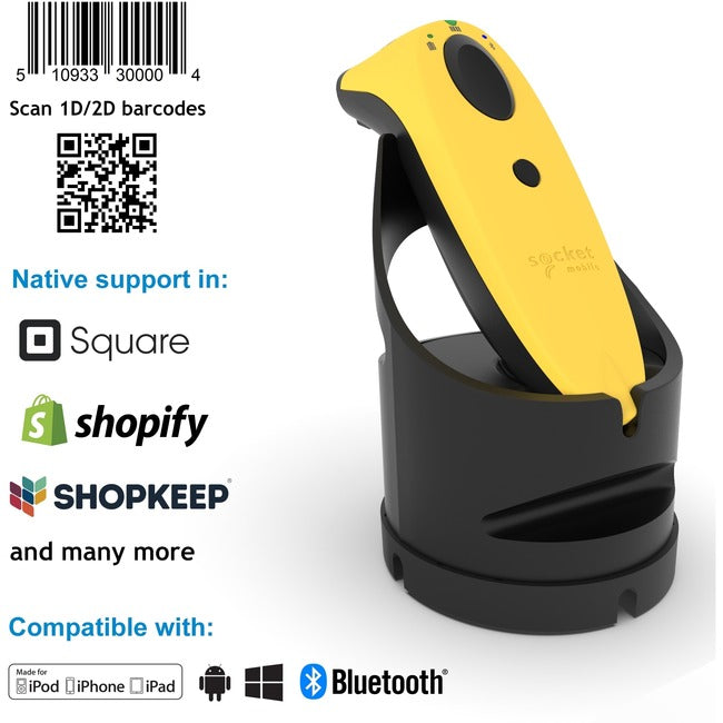 Socket Mobile SocketScan® S740, Universal Barcode Scanner, Yellow & Black Dock CX3445-1908