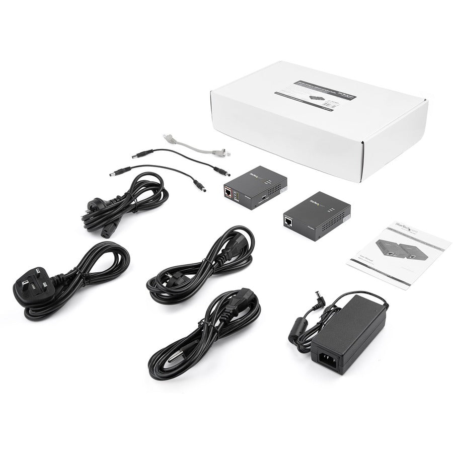 StarTech.com 1 Port Gigabit PoE Injector & Splitter Kit - 60W High/Ultra Power over Ethernet Injector 100m - 12V-24VDC Out 802.3bt Midspan UPOESPLT1G