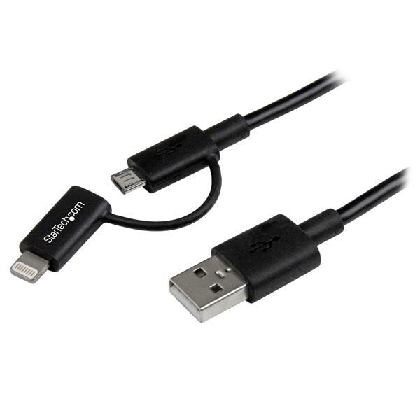 Startech.Com 1 M (3 Ft.) 2 In 1 Charging Cable - Usb To Lightning Or Micro-Usb For Iphone / Ipad /