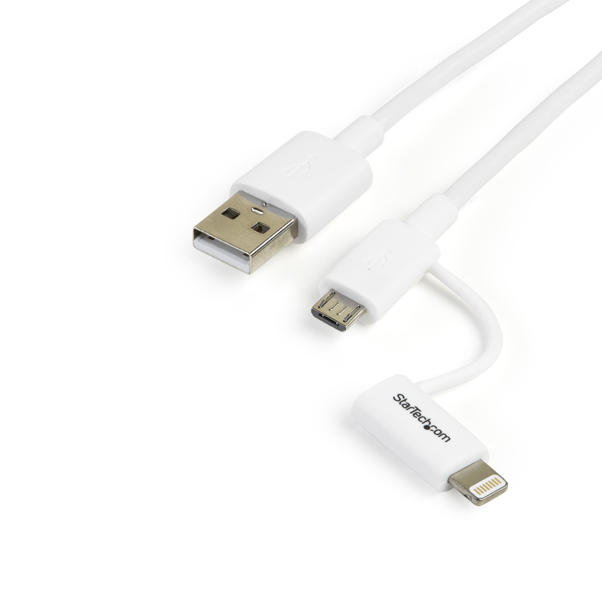 Startech.Com 1 M (3 Ft.) 2 In 1 Charging Cable - Usb To Lightning Or Micro-Usb For Iphone / Ipad /